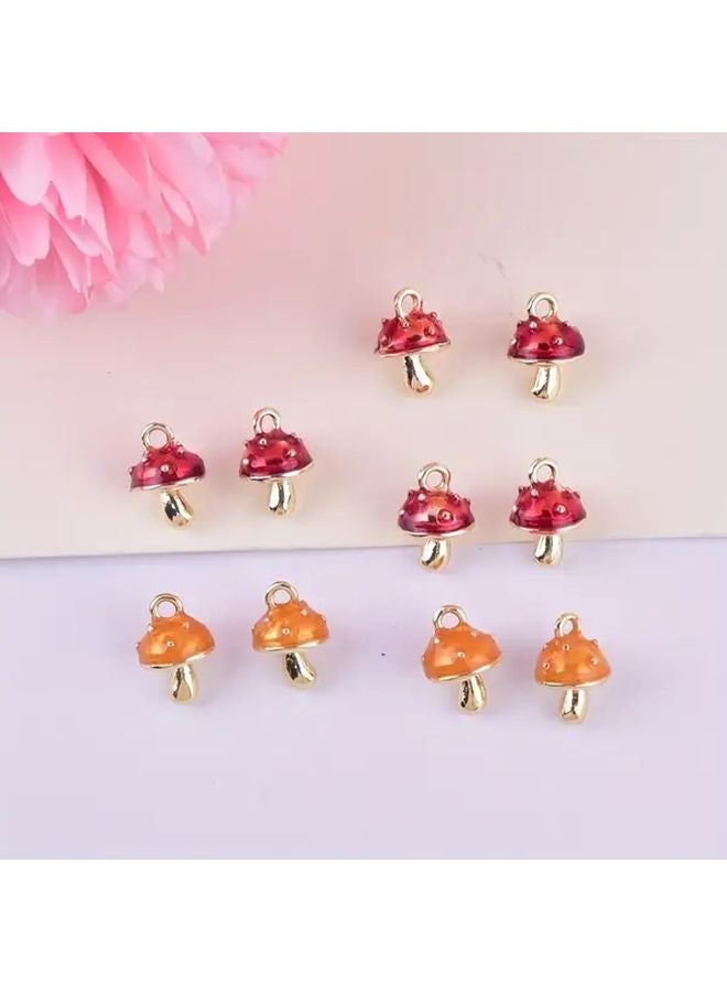 10pcs Mixed Color 3D Mushroom Charms Alloy Pendants For DIY Jewelry Making Crafts - Image 2